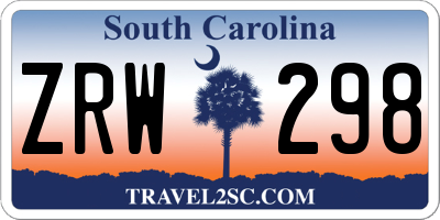 SC license plate ZRW298