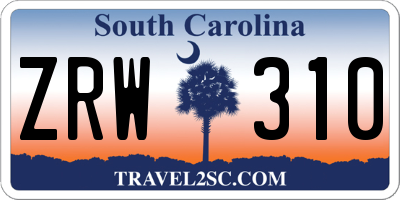 SC license plate ZRW310