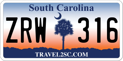 SC license plate ZRW316