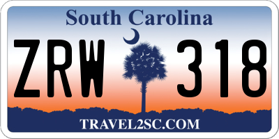 SC license plate ZRW318