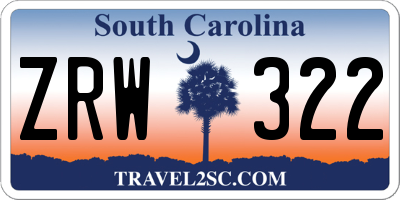 SC license plate ZRW322