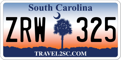 SC license plate ZRW325