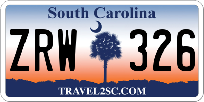 SC license plate ZRW326