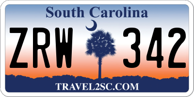 SC license plate ZRW342