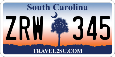 SC license plate ZRW345