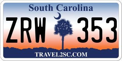 SC license plate ZRW353