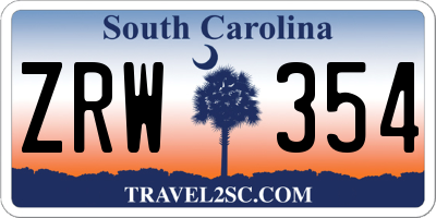 SC license plate ZRW354