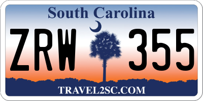 SC license plate ZRW355
