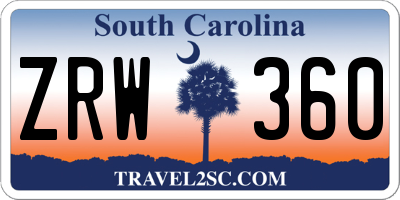 SC license plate ZRW360