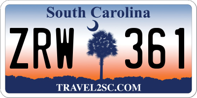 SC license plate ZRW361
