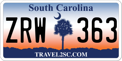 SC license plate ZRW363