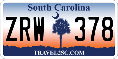 SC license plate ZRW378