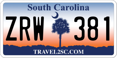 SC license plate ZRW381