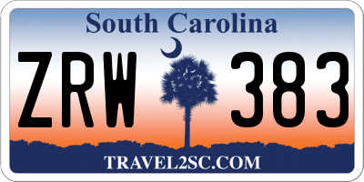 SC license plate ZRW383