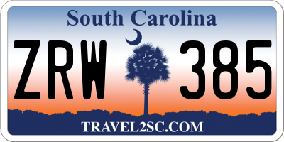 SC license plate ZRW385