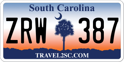 SC license plate ZRW387
