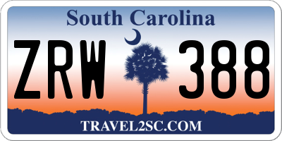 SC license plate ZRW388