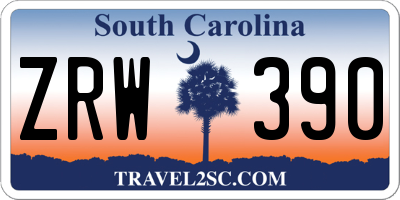 SC license plate ZRW390