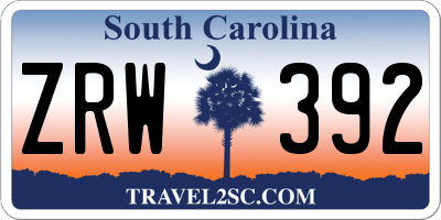 SC license plate ZRW392