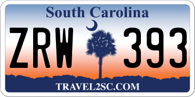 SC license plate ZRW393