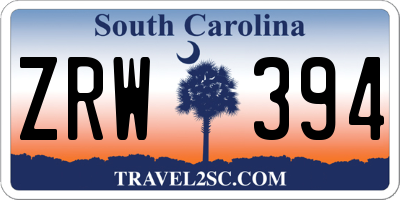 SC license plate ZRW394