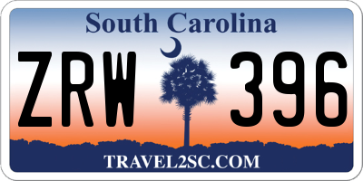 SC license plate ZRW396