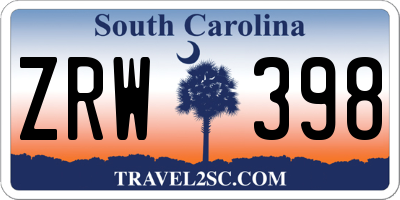 SC license plate ZRW398