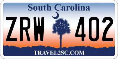 SC license plate ZRW402