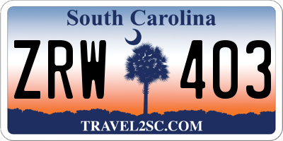 SC license plate ZRW403