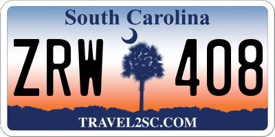 SC license plate ZRW408