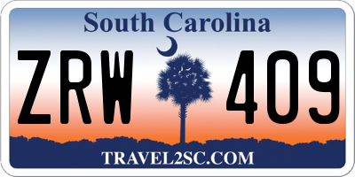 SC license plate ZRW409