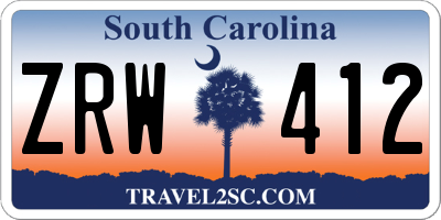 SC license plate ZRW412