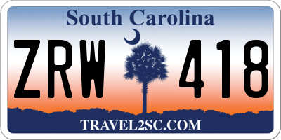 SC license plate ZRW418
