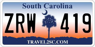 SC license plate ZRW419
