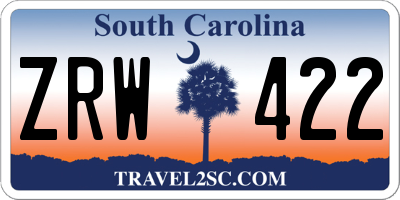 SC license plate ZRW422