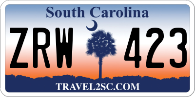 SC license plate ZRW423