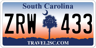 SC license plate ZRW433
