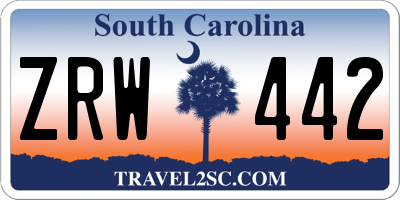 SC license plate ZRW442