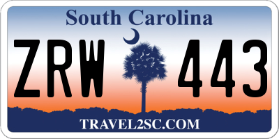 SC license plate ZRW443