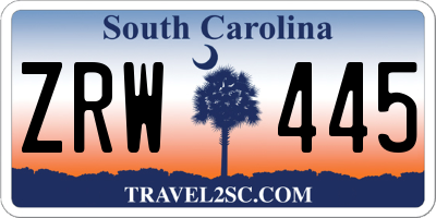 SC license plate ZRW445