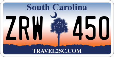 SC license plate ZRW450