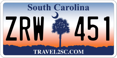 SC license plate ZRW451