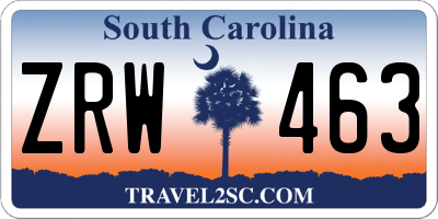 SC license plate ZRW463