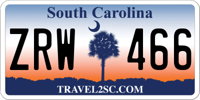 SC license plate ZRW466