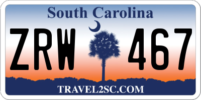 SC license plate ZRW467