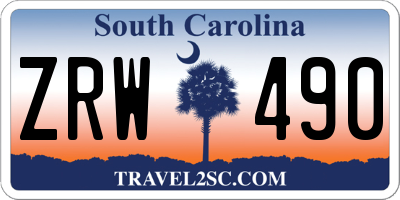 SC license plate ZRW490