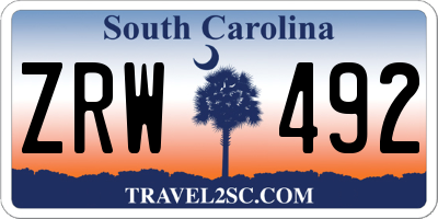 SC license plate ZRW492