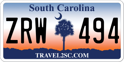 SC license plate ZRW494
