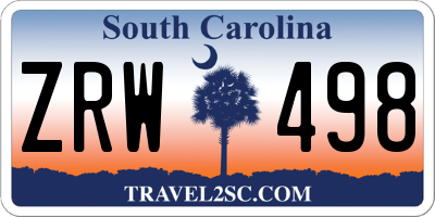 SC license plate ZRW498