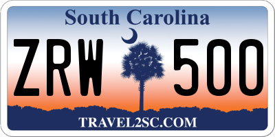 SC license plate ZRW500